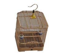 Bird Cage Small Square Birdcage Handmade Detachable Cage Bottom with Lock and Hook Lightweight Portable(Natural)