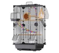 Bird Cage Standing Large Flight Cage Panorama Bird Aviary for Indoor and Outdoor Pet Bird Flight Iron Parrots Cages 37x28x63cm(Nero)