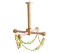 Bird Cage Swing - 10.83 Inches Small Pet Swing | Wooden Interactive Toy - Wood PP Cotton Rope For Hamster Gerbil Ferret Hedgehog Guinea Chinchilla Parakeet Cockatiel Conure Cage Play