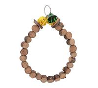 Bird Cage Swing Ring Toy | Pure Applewood Chewing Perch with Bell | Parrot Swing Toy for Chewing/Playing/Resting | Secure Non - Hazardous Bird Hanging Perch