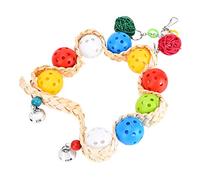 Bird Cage Swing Toy | Corn Leaf & Rattan Ball Chew Toy for Parrots/Cockatiels/Conures | Hanging Swing with Bells to Reduce Boredom