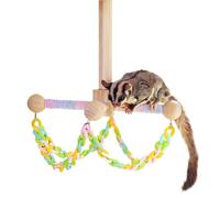 Bird Cage Swing - Wood PP Cotton Linen Rope 27.5cm | Interactive Wooden Swing Toy for Small Pet Chinchilla Climbing Toy | For Ferret Hamster Guinea Pig