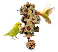Bird Cage Toy - 25cm Corn Cob Wooden Foraging Basket, Natural Chew Plaything, Pecking-Flipping Engagement, Nuts Holder Training Accessory | Mental Stimulation Toy for Parrot Finch Cockatoo African