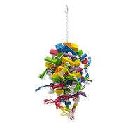 Bird Cage Toy Parrot Hanging Chewing Toys Bright Color Cotton Rope Wooden Blocks For African Greys Cockatoos Macaws Bird Training Toys For Parrots Conures