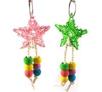 Bird Cage Toy Stars Shapes Parrot Rattan Toy Colorful Wooden Beads Chewing For Cockatiels Parakeets Conures Bird Parrot For Large Birds Cage Accessories Perch Swing Parakeets Perches Parrots