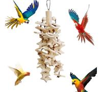 Bird Cage Toys - 31x10cm Hanging Pendant, Wooden Chew Toy, Interactive Parrot Accessory For Macaw Cockatiel African Gray | Strong Metal Hook, For Cage Decoration And Stress Relief Entertainment