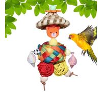 Bird Cage Toys - Parrot Foraging Toys With Straw Hat Man Shape | Colorful Interactive Nesting Ball For Kids, Family, Friends, Home