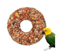 Bird Cage Toys - Textured Foraging Donut, Small Bird Enrichment Treat | Bite-Safe Aviary Teether Ring, Grain-Filled Chewing Disc, Peck Training Accessory for Mental Stimulation and Cage Play Needs