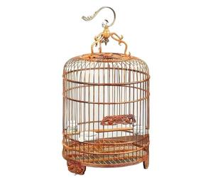 Bird Cage Vintage Wooden Birdcage with Carved Patterns Metal Pattern Hook Hangable Breathable Portable Transport Cages
