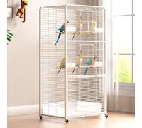 Bird Cage with Open Play Top, 360° Wheels for Easy Mobility, Suitable for Parrots and Large Birds