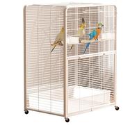Bird Cage with Open Roof, Indoor Parrot Aviary for Parakeets, Cockatiels, and Conures, Ideal Flight Space for Small Birds