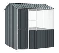 Bird Cage with Storage Anthracite Galvanised Steel Outdoor Enclosure vidaXL