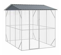 Bird Cage with Storage Anthracite Galvanised Steel Outdoor Enclosure vidaXL