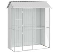 Bird Cage with Storage Galvanised steel Bird Aviary Outdoor Enclosure vidaXL