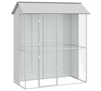 vidaXL Bird Cage with Storage Grey 215 x 110 x 247 cm Galvanised Steel | Built to last for heavy use, Great for both indoors and outdoors, Plenty of room for various bird species