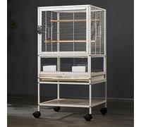 Bird Cage with Wheels, Birds Cage, with Storage Rack and 360° Swivel Wheels, Pull-out Chassis, Bottom Net, for Small and Medium(19 * 18 * 38in)