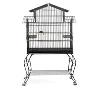 Bird cageSolid Large Bird Carriers Metal Bird Cage Medium Small Parrot Flight Cage Detachable Rolling Stand Birdcages for Multiple Small Birds (Black)