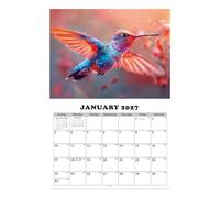 Bird Calendar 2026,13-Month Hummingbird Calendar for Home - Jan 2026 - Jan 2027, Wall Planner for School Office Home Study Room Living Room Decor Bird Lovers Nature Enthusiasts