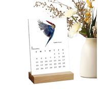 Bird Calendar 2026, Watercolour Planner with Pages Pro, with Wooden Stand as an Entertaining Bird Calendar for 2026, for Home Office, New Year, Christmas, Organisation, Appointment Planning