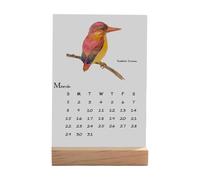 Bird Calendar - Paper Wood | Vertical Monthly Watercolor Planner | Funny Bird Calendar 2026 | With Wooden Stand For Organization Appointments Scheduling Office Family New Year Christmas