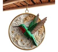 Bird Car Hanging Charm - 7.6cm Acrylic Flat Disc Colorful Flying Animal Christmas Gift Suncatcher Decorative Tag | for Bedroom Room