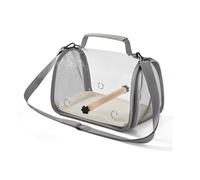 Bird Carrier Backpack Bird Bag Panoramic View Breathable Foldable with Perch Removable Tray for Peony Little Sun Tiger Skin Monk (Grey)