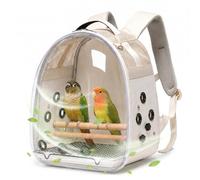 Bird Carrier Backpack for Small Medium Birds, Bird Travel Cage with Adjustable 2 Wooden Perches, Removable Tray, Feeder Cups Sunshade Cover,Bird Backpack for Parakeet Cockatiel Conure Quaker Lovebird