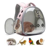 Bird Carrier Backpack - Portable Travel Cage for Budgies, Parrots and Small | Breathable Mesh Design, Bubble Window, Lightweight Accessories for (Pink)