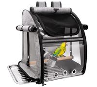 Bird Carrier Bag with Perch, Bird Travel Carrier Backpack with Stainless Steel Plate and Mesh, Portable Transparent Bird Travel Cage with Feeder Cups for Small Birds Parakeet Parrot