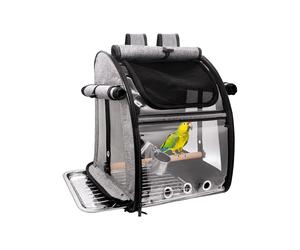 Bird Carrier Bag with Perch, Bird Travel Carrier Backpack with Stainless Steel Plate and Mesh, Portable Transparent