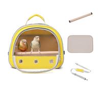 Bird Carrier,Bird Cage Parakeet Parrot Budgie Carrier Backpack for Small Birds, Travel Bird Cages with Perch, Transparent Ventilation Cockatiels, Lightweight Pet Carrier for Outdoor Use(Yellow)