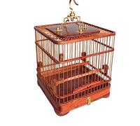 Bird Carrier Habitat Cage Wood Double-layer Living Bottom Drawer Small Hemp Bird Bird Cage Is Convenient For Cleaning Bird Droppings Animal Cages(B)