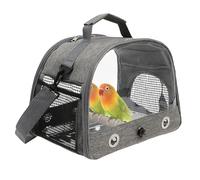 Bird Carrier Portable Travel Small Bird Cage with Perch, Tray and Clear Window Oxford Cloth Small Parrot Carrier for Parrot Parakeet Budgie Cockatiel Hamster Rabbit(grey)