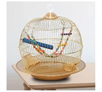 Bird Carrier Tiger Skin Cage Metal Round Bird Cage Ornamental Cage Iron Electroplating Gold Breeding Bird Cage Portable and Easy to Hang Animal Cages