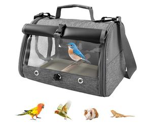 Bird Carrier Travel Cage with Standing Perch, Tray and Clear Window Portable Lightweight Small Bird Travel Bag Parrot Carrier for Parrot Parakeet Budgie Cockatiel Hamster Rabbit 34x24.5x24cm