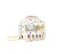 Bird Carrier with Perch, Small Villa Parrot Carrier Bag, White With Multicolor Polka Dots, 23 × 16 × 24 Cm