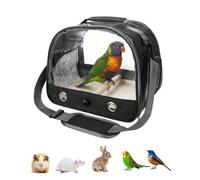 Bird Carrier with Strand Perch and PP Tray Detachable Breathable Bird Travel Cage Shoulder Bag Handbag for Budgie Parrot Small Animals (Black)