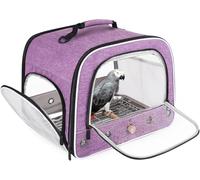 Bird Carry Carrier to Transport Large Size Parrot, Portable Bag with Metal Tray and Grid for Medium and Large Birds Like African Grey, Long Tail Cockatiel and Parrot (Purple, L)