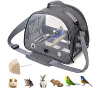Bird Carrying Backpack,Travel Bag,Stainless Steel Tray Stand Perch,Portable,Washable,Outdoor,for Parrot Hiking,Camping,with 1 Stone Molars-Grey