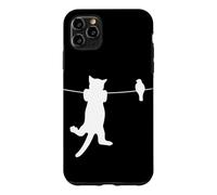 Bird Cat on a Wire Worst Enemies Besties Friends Silhouette Case for iPhone 11 Pro Max