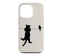 Bird Cat on a Wire Worst Enemies Besties Friends Silhouette Case for iPhone 13 Pro