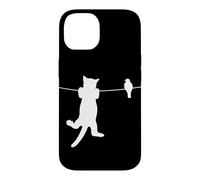 Bird Cat on a Wire Worst Enemies Besties Friends Silhouette Case for iPhone 14
