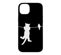 Bird Cat on a Wire Worst Enemies Besties Friends Silhouette Case for iPhone 14 Plus