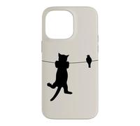Bird Cat on a Wire Worst Enemies Besties Friends Silhouette Case for iPhone 14 Pro Max