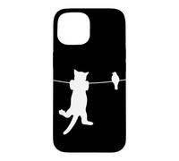 Bird Cat on a Wire Worst Enemies Besties Friends Silhouette Case for iPhone 15
