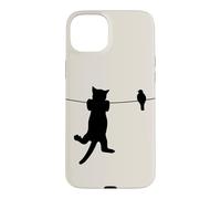Bird Cat on a Wire Worst Enemies Besties Friends Silhouette Case for iPhone 15 Plus