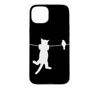 Bird Cat on a Wire Worst Enemies Besties Friends Silhouette Case for iPhone 15 Plus