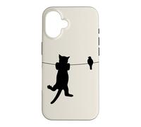 Bird Cat on a Wire Worst Enemies Besties Friends Silhouette Case for iPhone 16