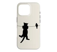 Bird Cat on a Wire Worst Enemies Besties Friends Silhouette Case for iPhone 16 Pro