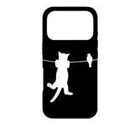 Bird Cat on a Wire Worst Enemies Besties Friends Silhouette Case for iPhone 17 Pro